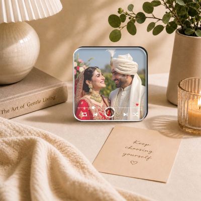 Personalized Custom Photo & Music Player Music Fridge Magnet for Husband Wife  Wedding Gift for Couples  Playable Music Rechargeable with On/Off Button